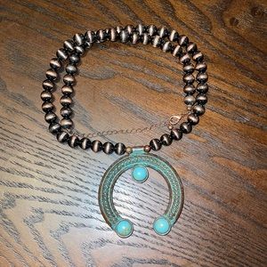 Patina and Turquoise (faux) beaded necklace.